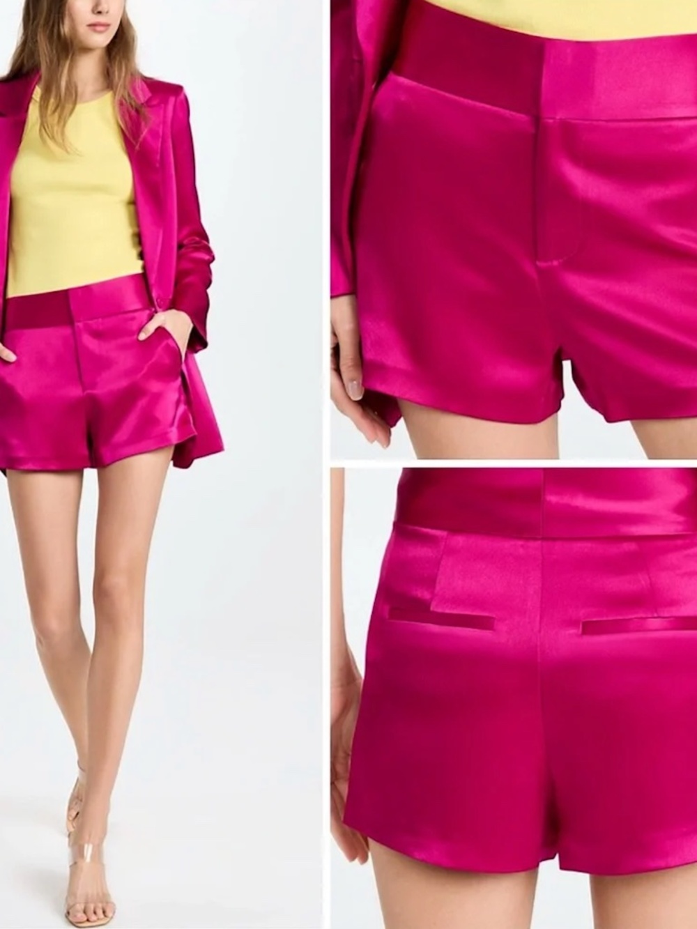 Alice + Olivia Pink Satin Shorts